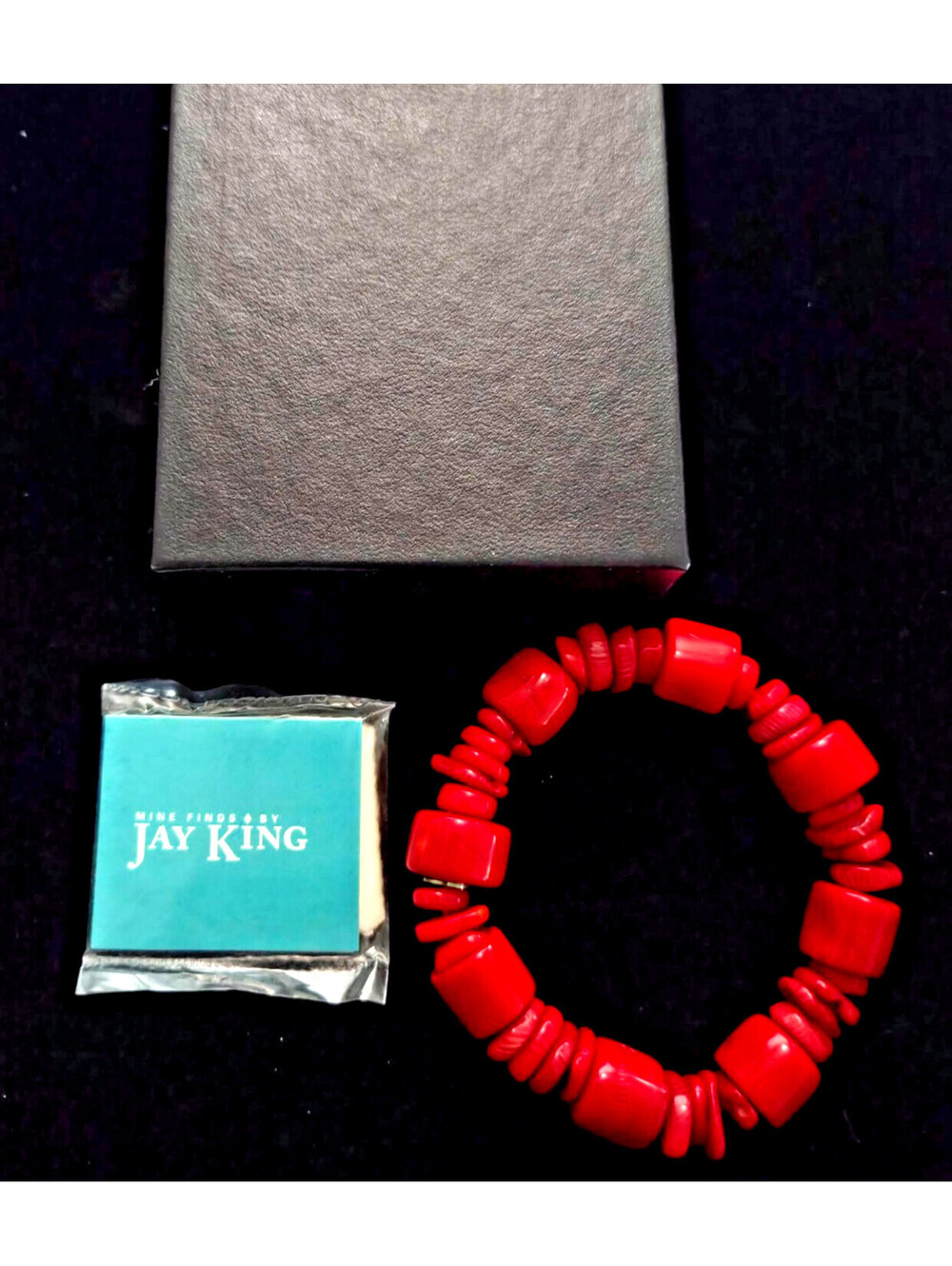 Jay King Mine Finds Red Bamboo Coral Stretch Bracelet HSN NIB Vintage